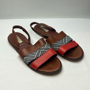 Cole Haan Orange and Tan flat sandals
